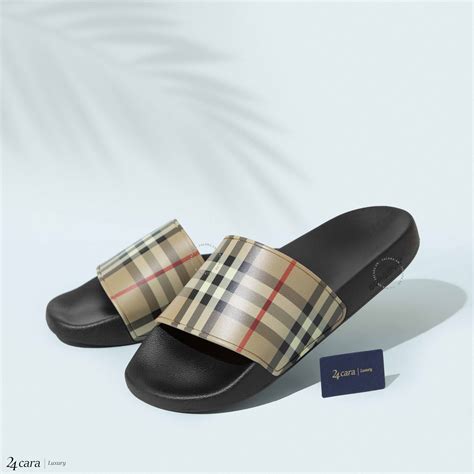 burberry check slides.